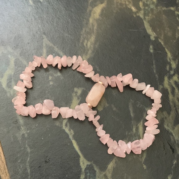 Rose Quartz Chip Double Bracelet | Handmade - Picture 3 of 3